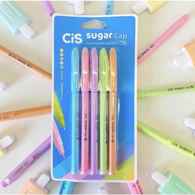 Caneta Cis Sugar Cap 1.0 Estojo c/5 Cores