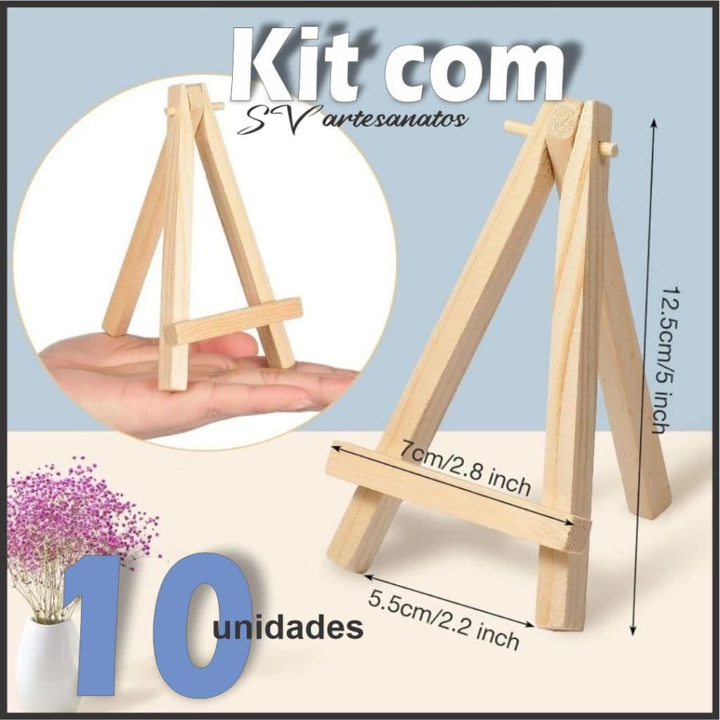 10 Pcs  Mini Expositor De Madeira Stand Pequeno Suporte De Mesa Pintura Tripé P eventos festas casamento e artesanato