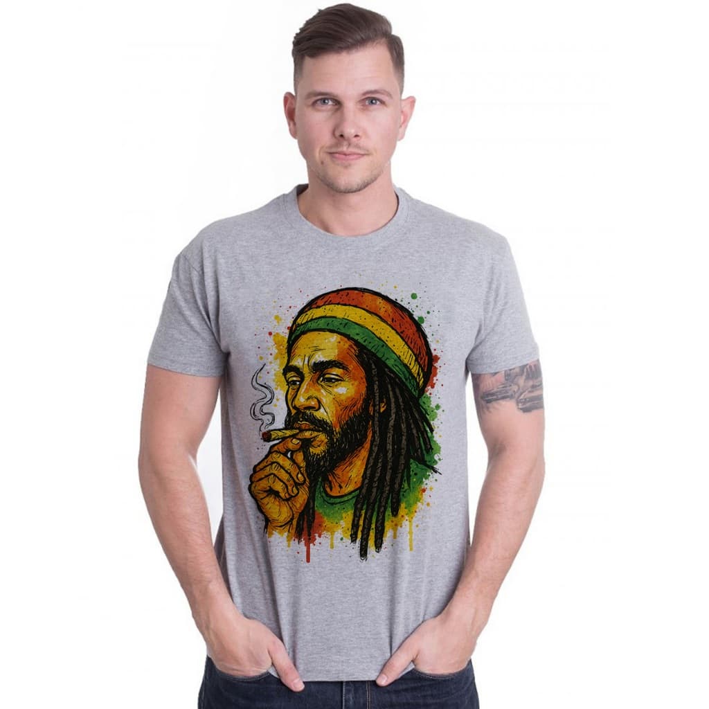 Camiseta Camisa Cinza Masculina Moda Reggae Roots Rasta Man Música