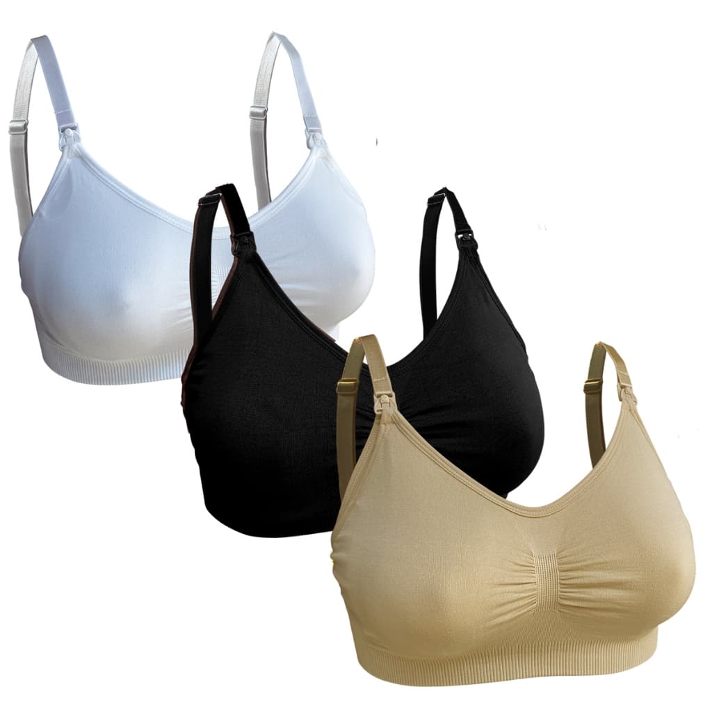 Kit 3 Sutiã Amamentação Plus Size Reforçado Com Bojo Removível Gestante Maternidade Lateral Larga G1 ao G3 Confortável