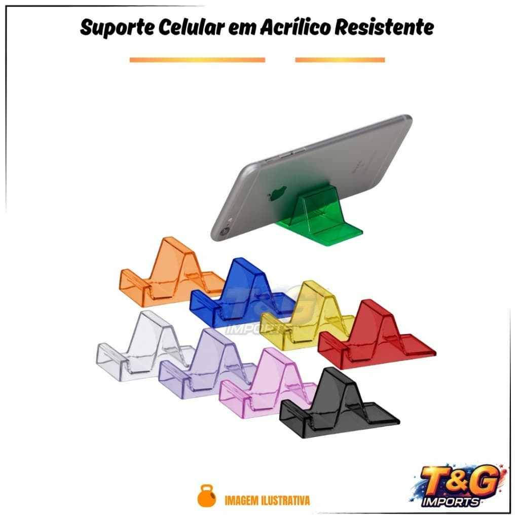 Suporte para Celular de Mesa Acrílico | Mãos Livres | Ideal para Vídeos e Chamadas VARIAS CORES