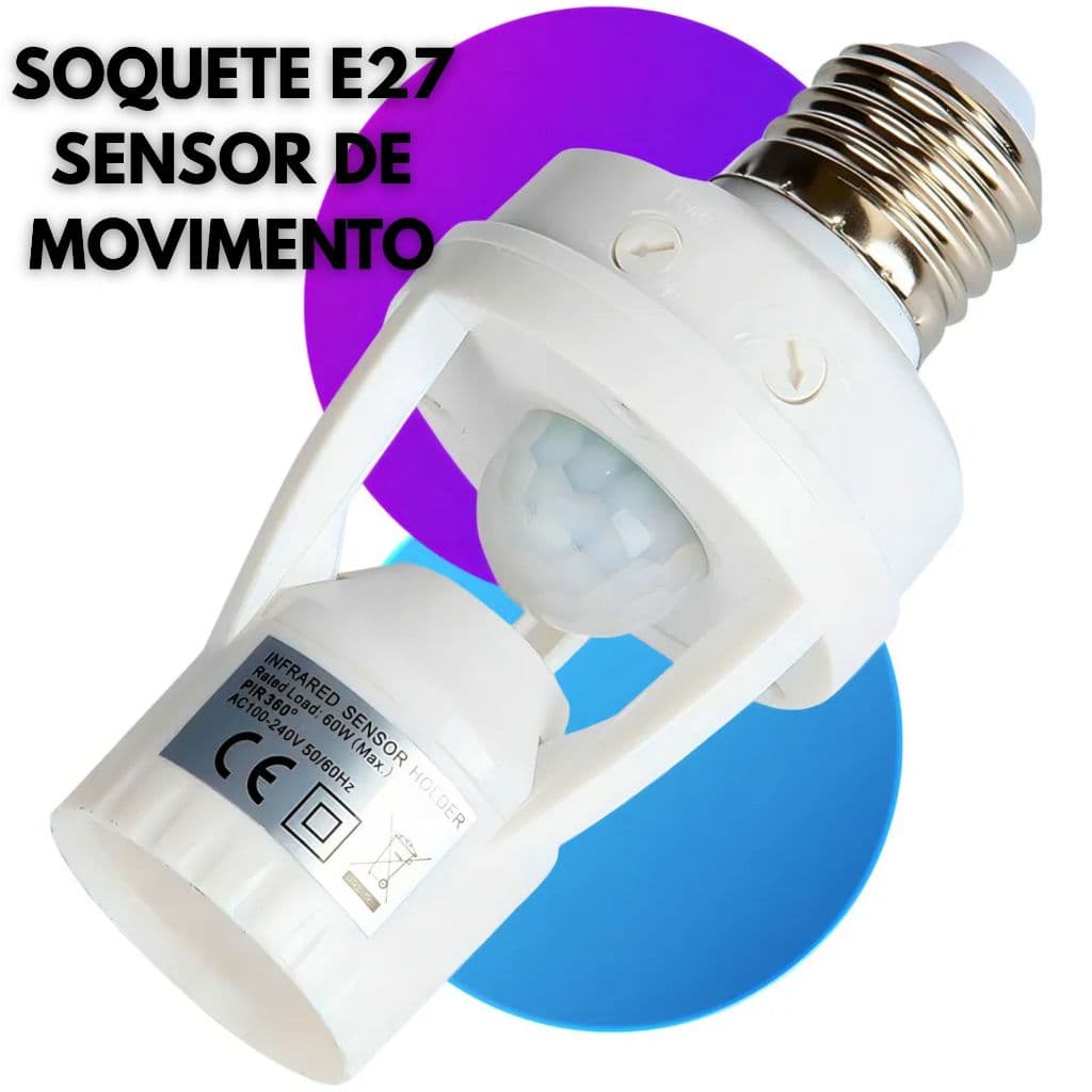 Sensor Movimento Bocal E27 Temporizador Lâmpada Infravermelho Luz Fotocélula
