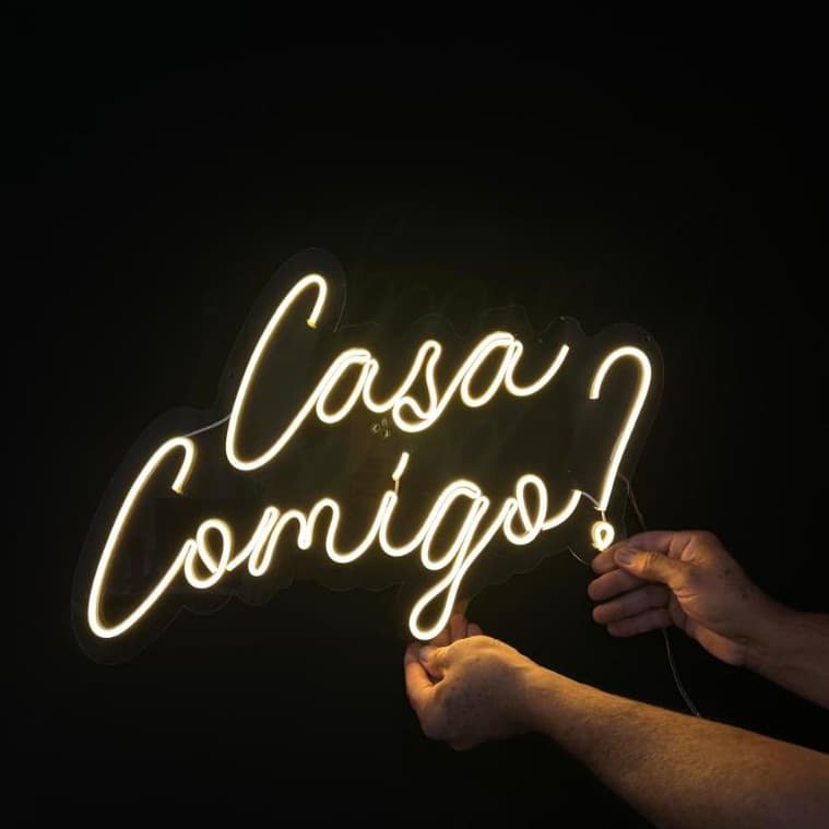 Painel Letreiro Led Neon Casa Comigo Proposta Casamento Romance