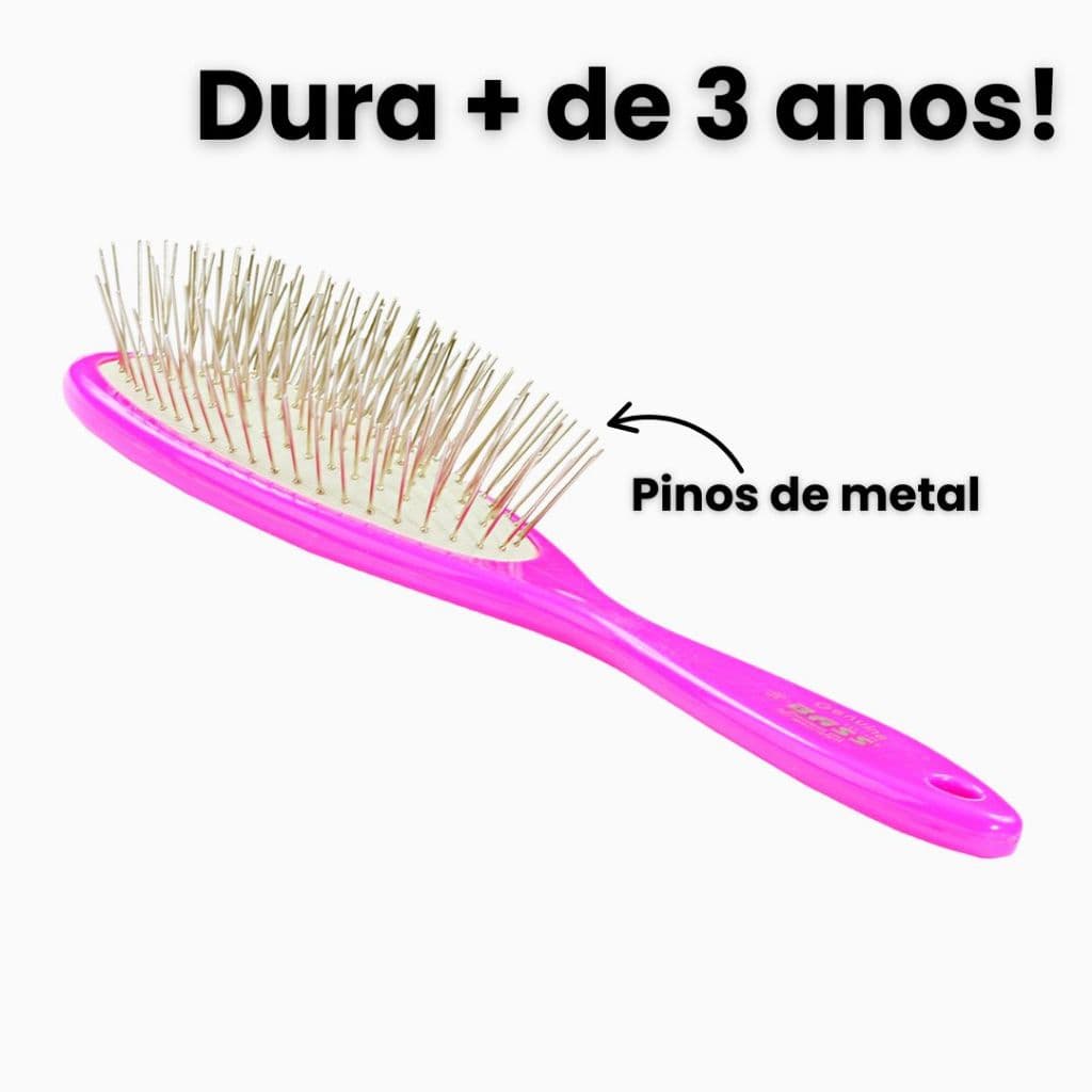 Escova Pet Cachorro Gato Bass de Acrílico com Pinos de Metal Sem Bolinhas Rosa P