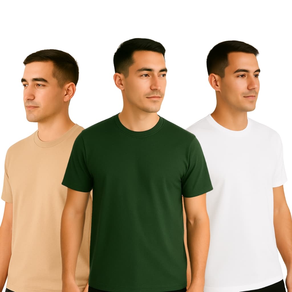KIT 3 CAMISETAS MASCULINAS BASICAS LISAS - 100% ALGODÃO - PREMIUM