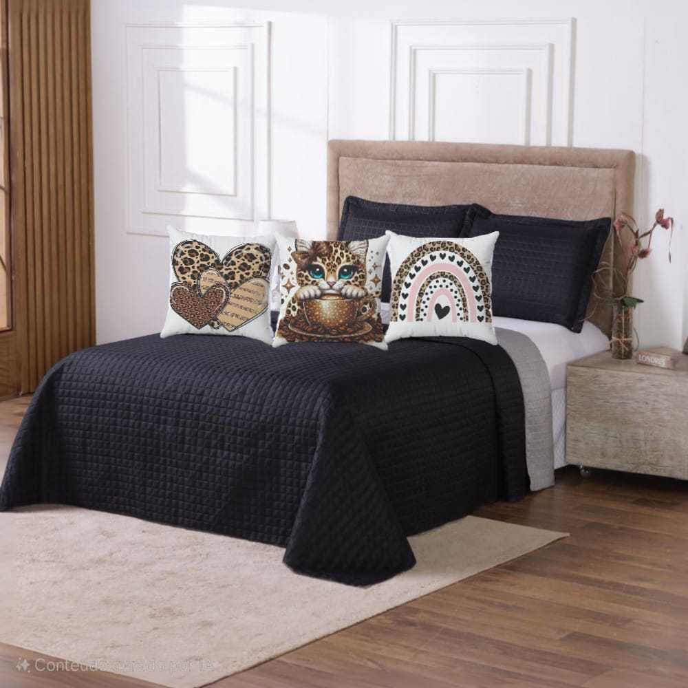 Kit 6 Peças Colcha Cobre Leito Casal Queen Dupla Face Lucy 2,60 x 2,50m