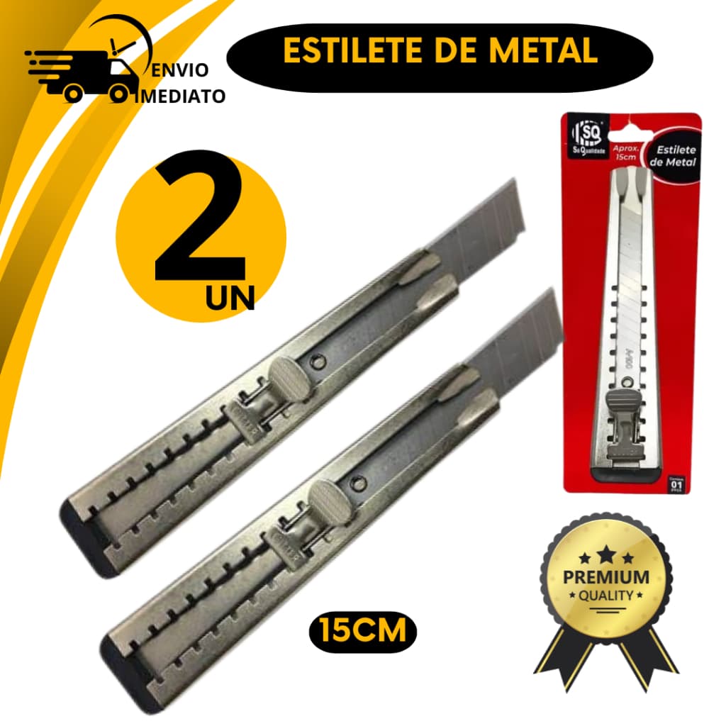 Estilete Metal Retrátil com Trava Alta Precisão Trabalho Arte Papel Papelaria Corte