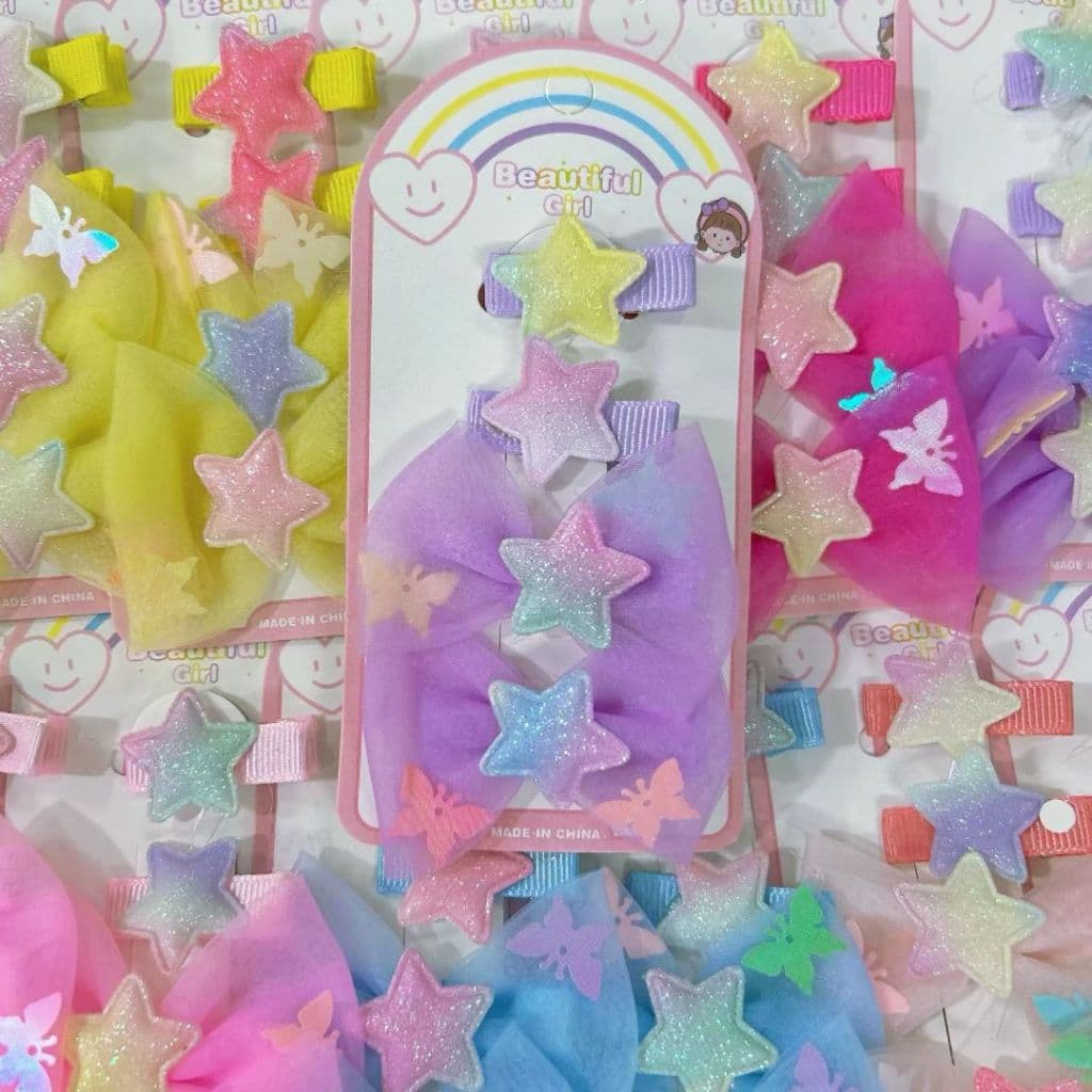 Kit 12 PARES DE LAÇO ALEATORIO PARA CABELO INFANTIL BICO DE PATO