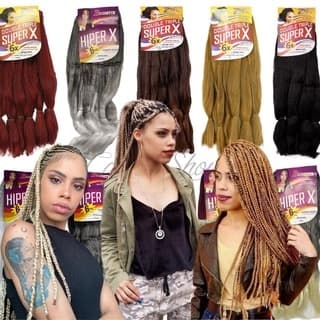 Cabelo Jumbo Jumbão Tranças Box Braid MEGAX/HIPERX/SUPERX Fibra Especial 400g