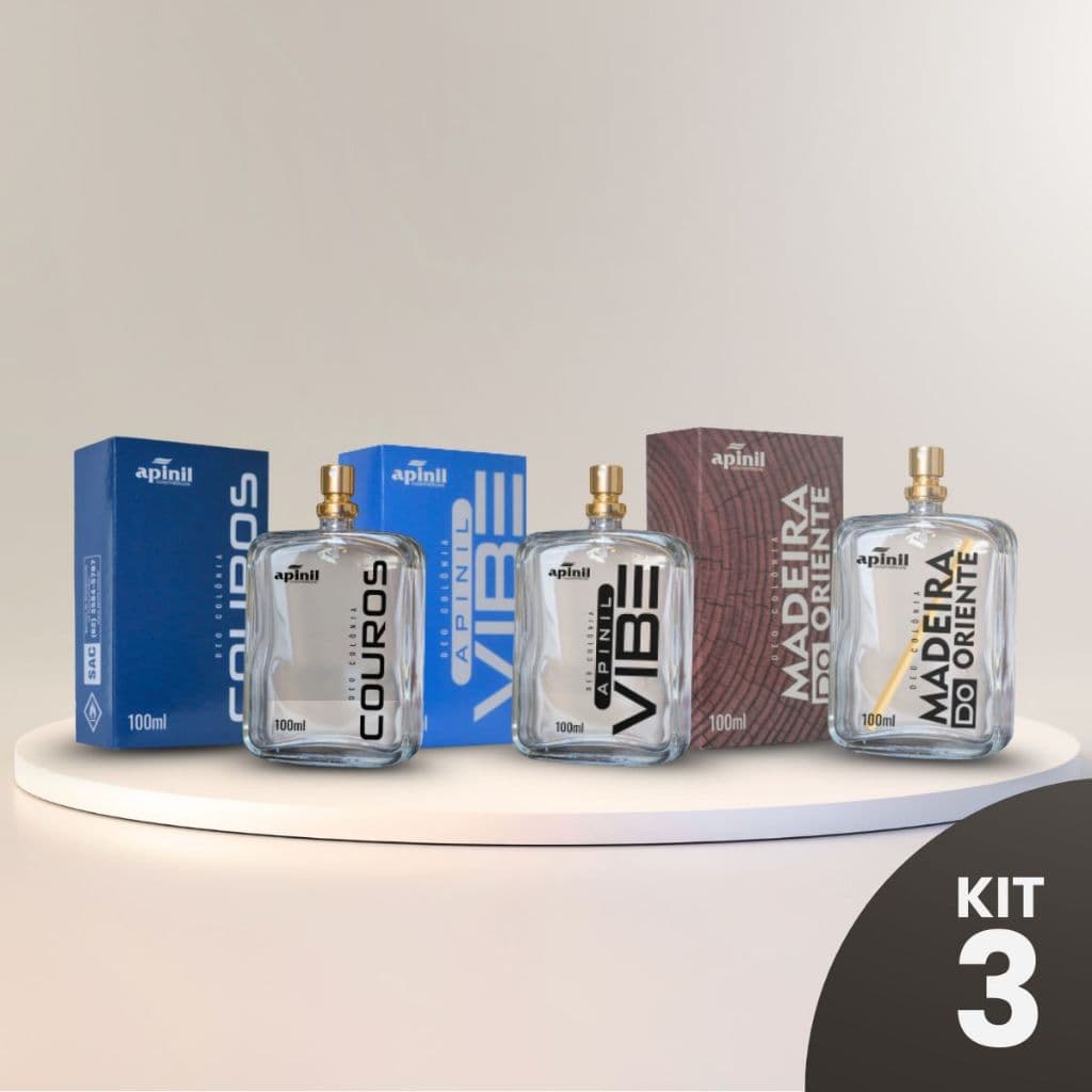 Kits 3 Perfumes Masculino Apinil 100ml - Alta Fixação