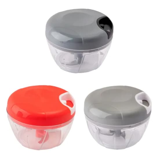 Mini Triturador Processador de alimentos manual alho cebola 3 Lâminas inox (cores variadas)