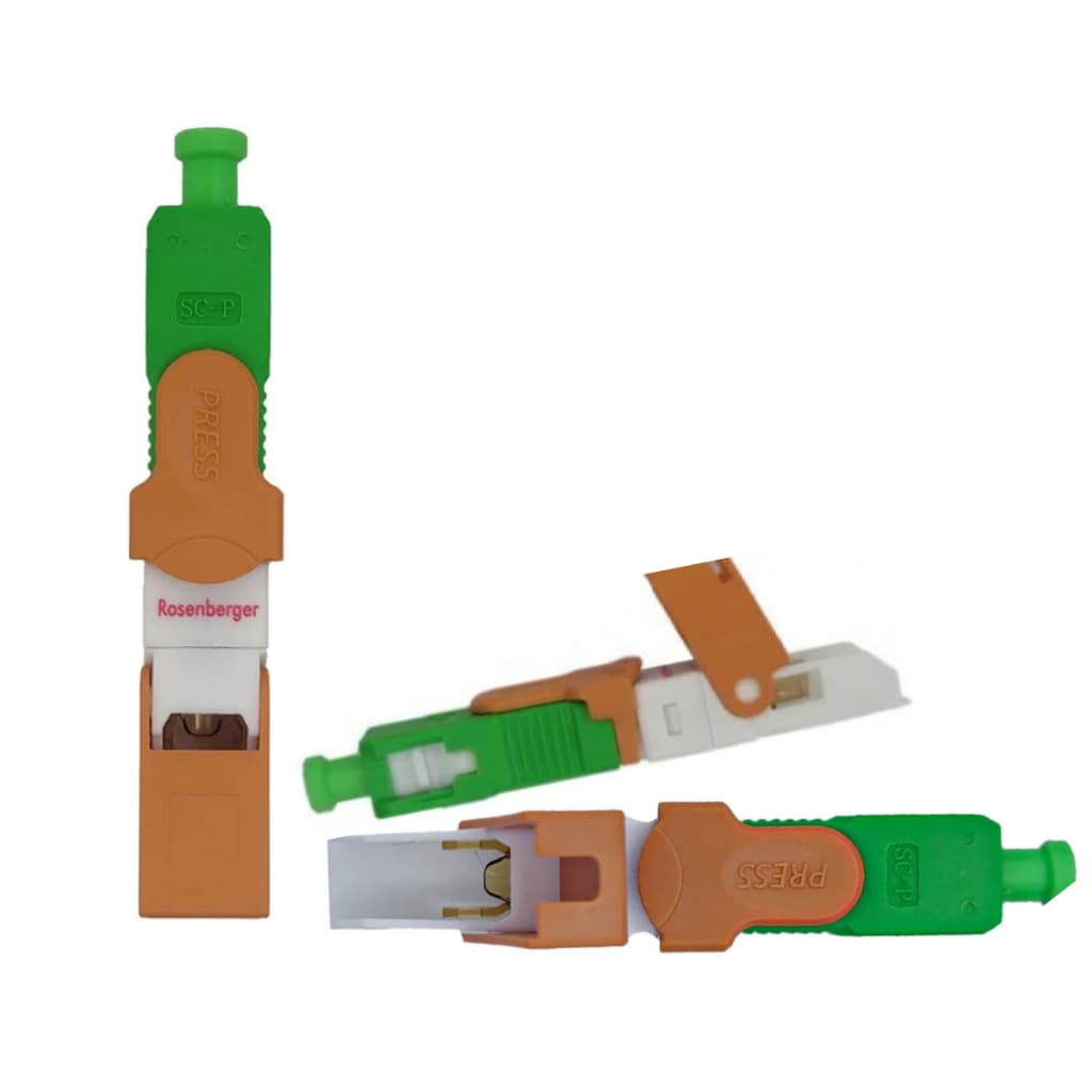 Kit 100 Conector Fibra Óptica Fast Sc Apc Click Rosenberger