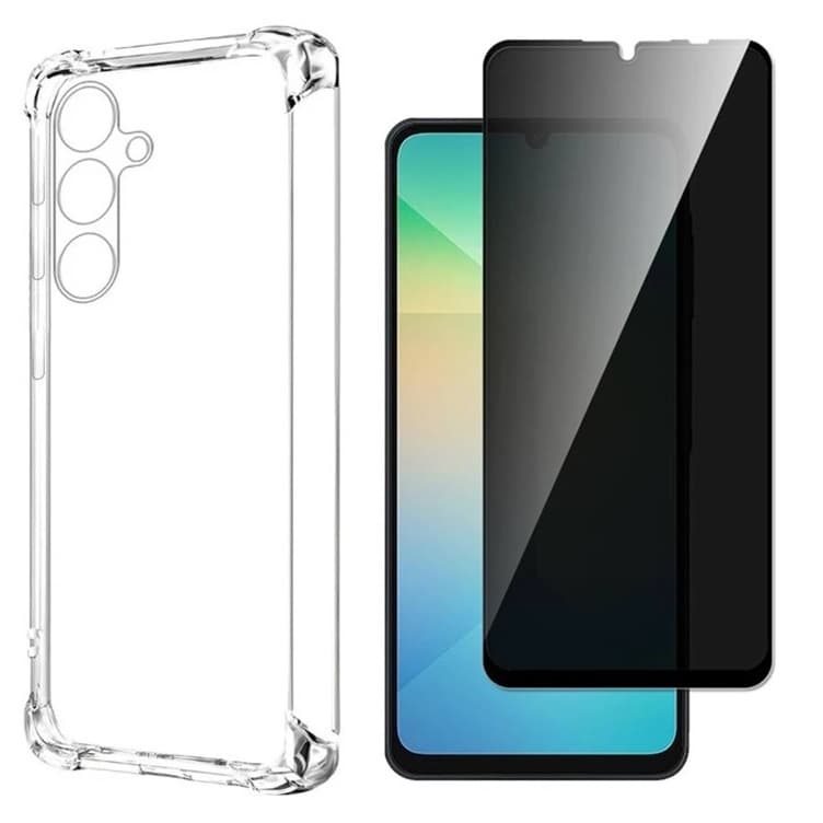 Capa Capinha + Película de Privacidade Vidro 3D P/ Samsung Galaxy A06 A16 A26 A56 S24 S25 Plus Ultra