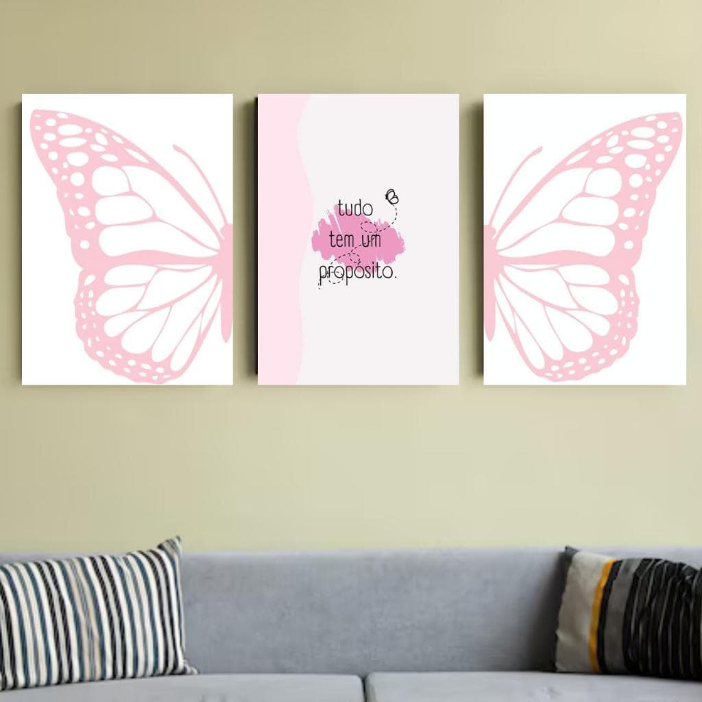 Quadros Decorativos Tudo tem um Propósito 3 Peças Decoração Quarto Sala