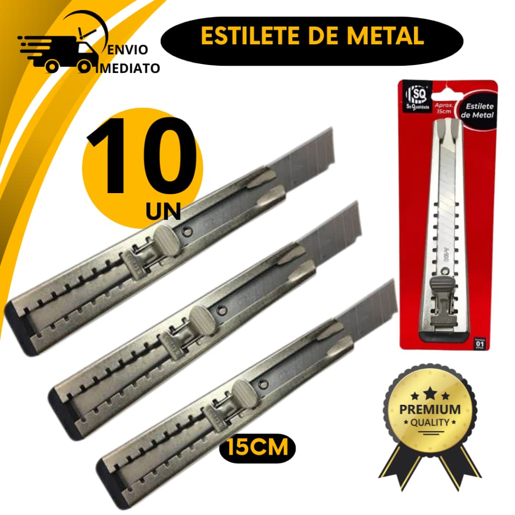 Estilete Metal Retrátil com Trava Alta Precisão Durabilidade Trabalho Artesanato