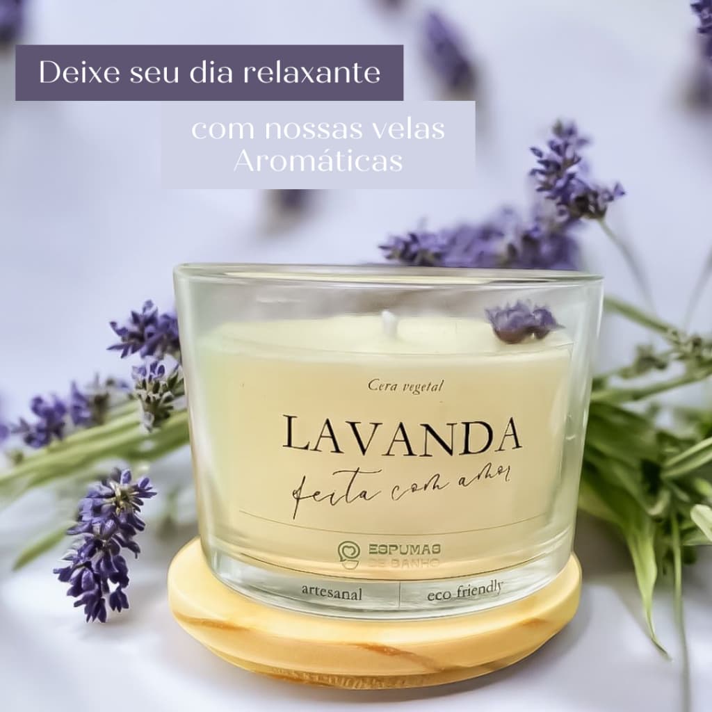 Vela Aromática Perfumada- 100% Cera de Coco - Lavanda
