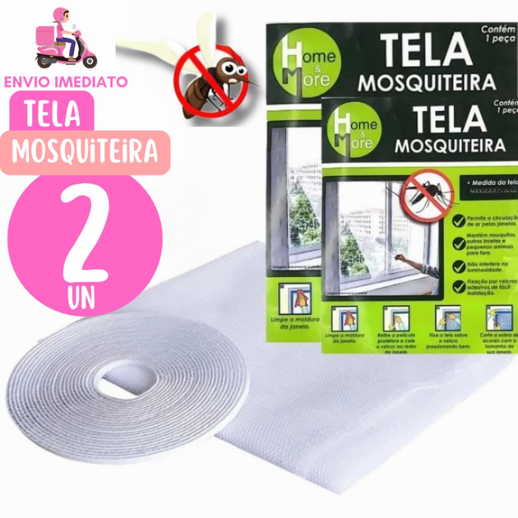 2 Telas Mosqueteira Ajustável com Autocolante Anti Insetos Moscas  Lagartixa Barata Mosquito