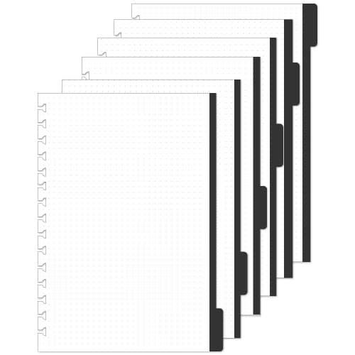 Divisórias Preto 6 Abas Pontilhado P/ Caderno Reposicionável AD Cadernos