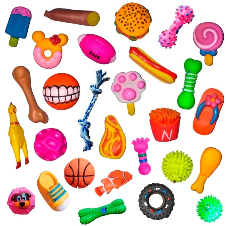 Kit 12 Brinquedo Mordedor Borracha Para Pet Cachorro Filhotes Porte Pequeno