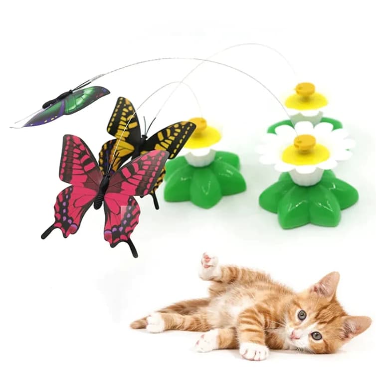 Brinquedo Borboleta Voadora Rotativa Elétrica Para Pet Gato