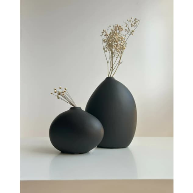 Conjunto Dois  Vasos Orgânicos em Cerâmica Preto