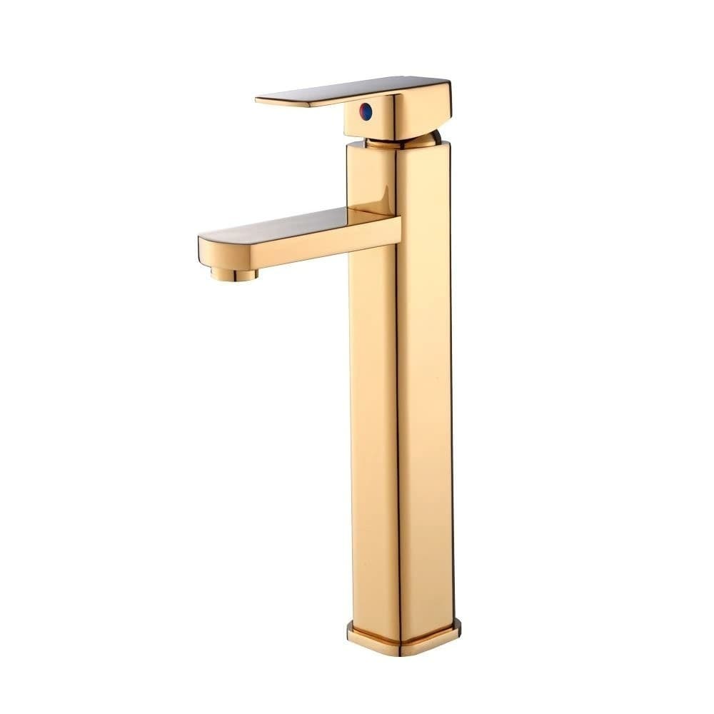 Torneira Monocomando Quadrada Bica Alta Gourmet Dourada Gold - Banheiros e Lavatórios