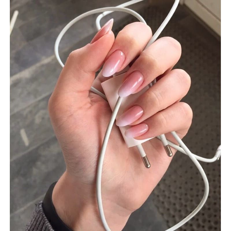 postiça soft gel decorada delicada baby boomer degrade branco