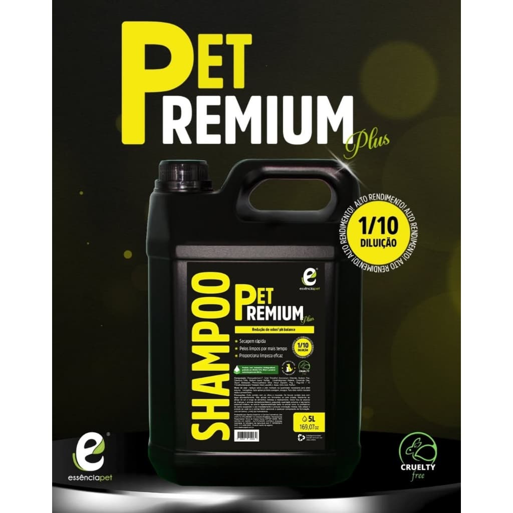 Shampoo Pet Premium Plus Essência Pet 5 Litros - Dilui 1:10 (para cães e gatos)
