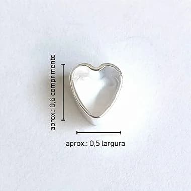 Coração Vazado - Sem Argola - 0,6cm x 0,5cm - OURO ou Prata - Para Implantar no Pingente Vazado