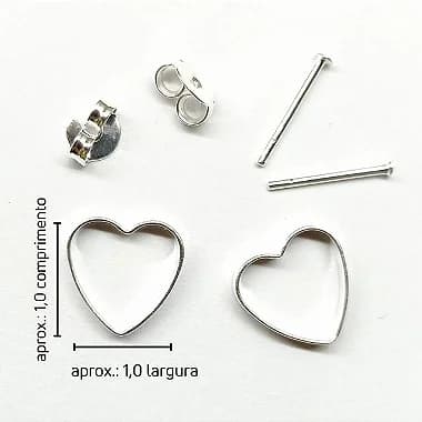 Kit Brinco Coração Vazado + Pinos + Tarrachas - OURO ou PRATA