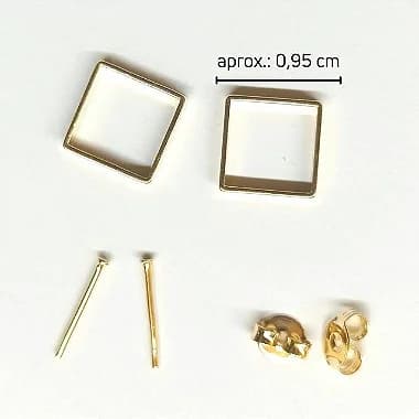 Kit Brinco Quadrado Vazado + Pinos + Tarrachas - OURO ou PRATA