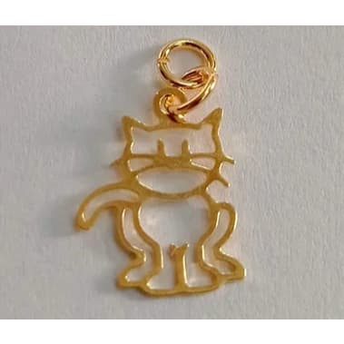 Pingente Mini Gatinho MODELO NOVO - OURO ou Prata - 5un