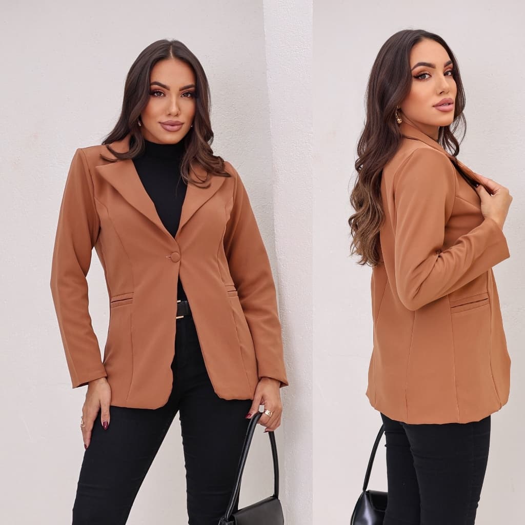 Blazer  Feminino Alfaiataria  Social Terninho Botão Elegante manga larga