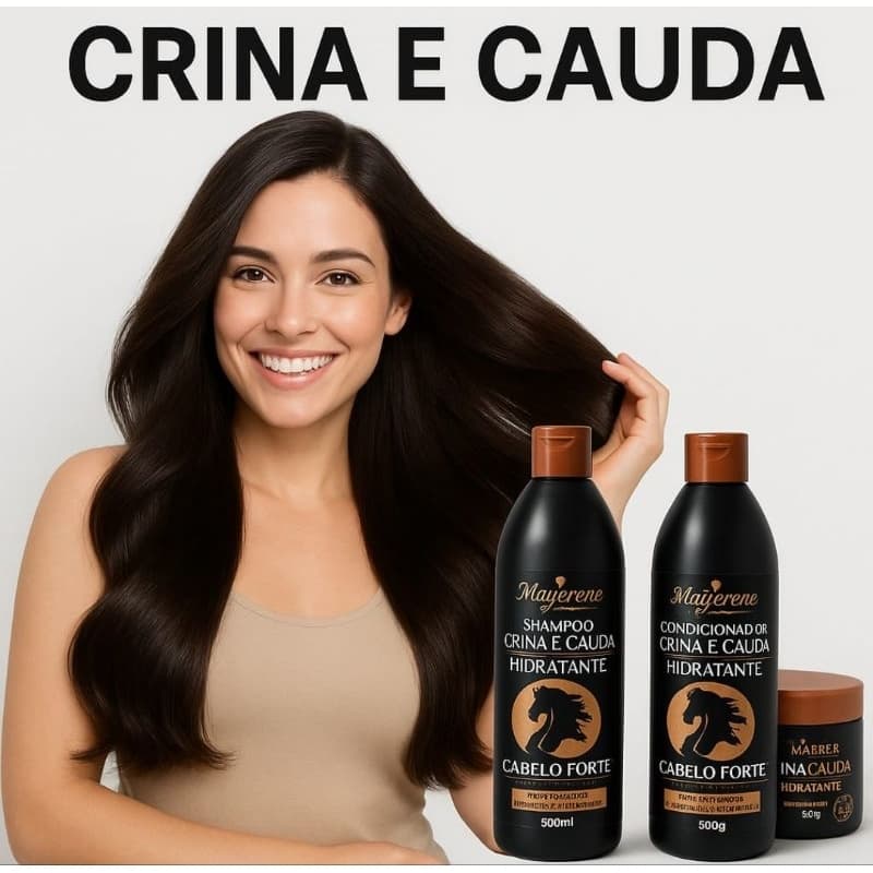 Cabelos Forte Crescimento Saudável Kit Shampoo e condicinador 500ml Crina e Cauda Hidrata os Fios