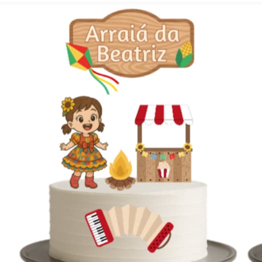 Topo de bolo Arraiá, Topo São João, decoração de bolo festa junina