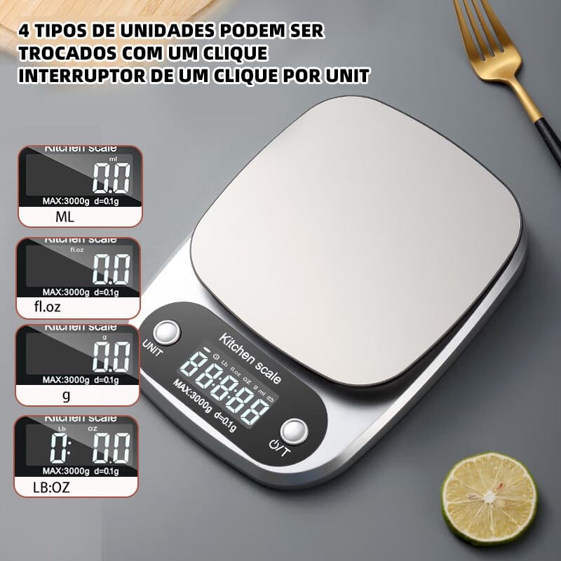 Balança Digital De Aço Inoxidável 10kg/1g , Teclado Para Pesagem De Alimentos