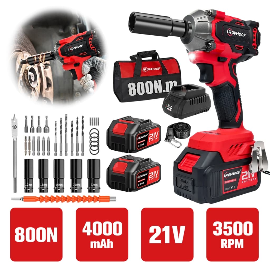 Parafusadeira Chave De Impacto Potente 800nm Brushless 2 Baterias