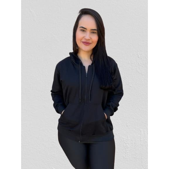 Moletom Unissex plus size modelo canguru com ziper capuz e bolso. blusa de frio casual até o G4