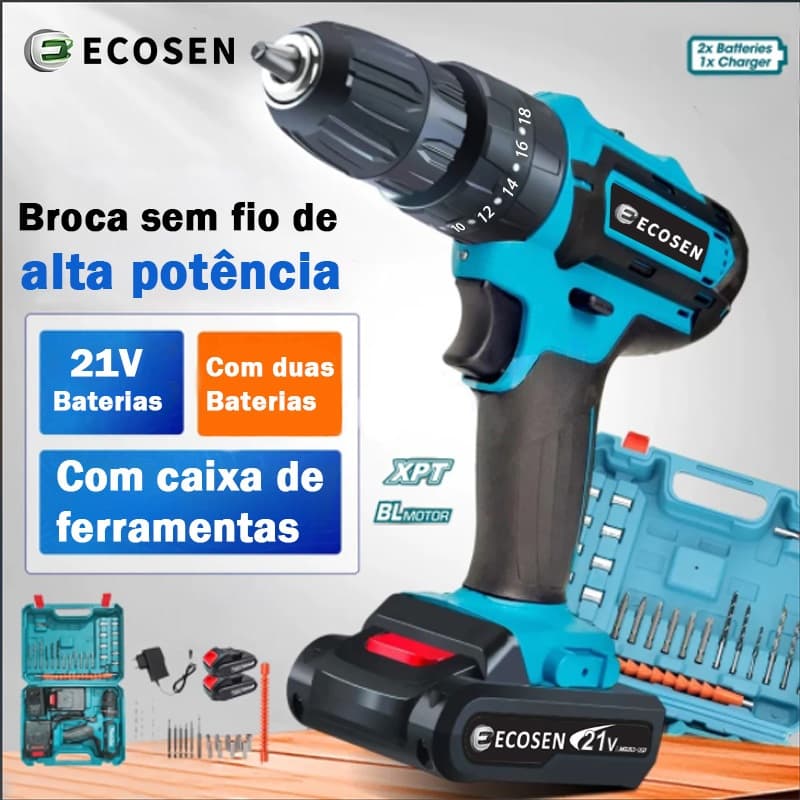 Parafusadeira/Furadeira 21V/16.8V/12V C/ Kit Maleta COM DUAS BATERIAS