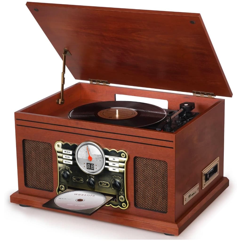 10 em 1 Bluetooth Record Player, toca-discos de 3 velocidades para vinil com alto-falantes, conversor de LP para MP3