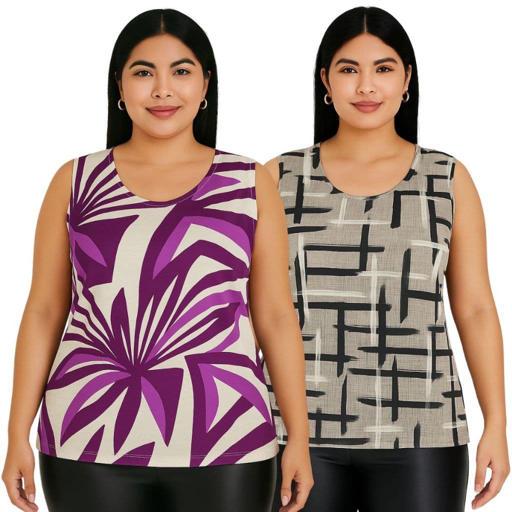 Kit 2 Blusinha Regata Feminina Verão M G GG Estampadas Promoção
