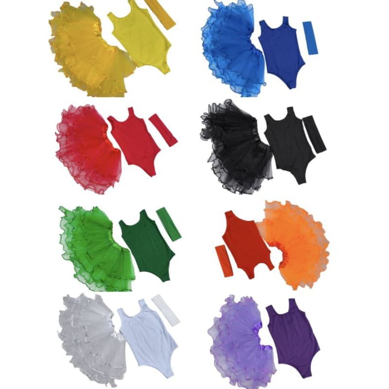 Fantasia infantil bailarina kit 3pçs Body bore colan faixa para cabelo saia tule meninas bebê criança  7 de setembro.