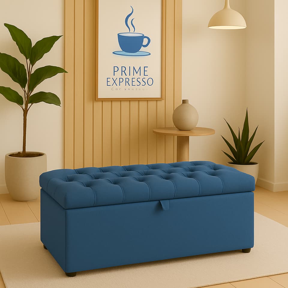 Baú Organizador Puff Estofado  Multiuso com para Sala, Quarto e Decoração