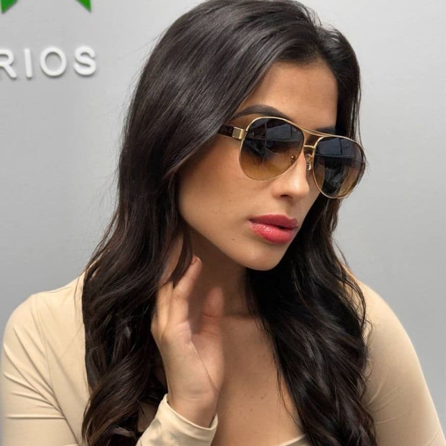 Óculos de Sol Feminino Aviador Preto Estiloso Moderno Casual Street Classic Vintage Piloto Armação Metal UV 400