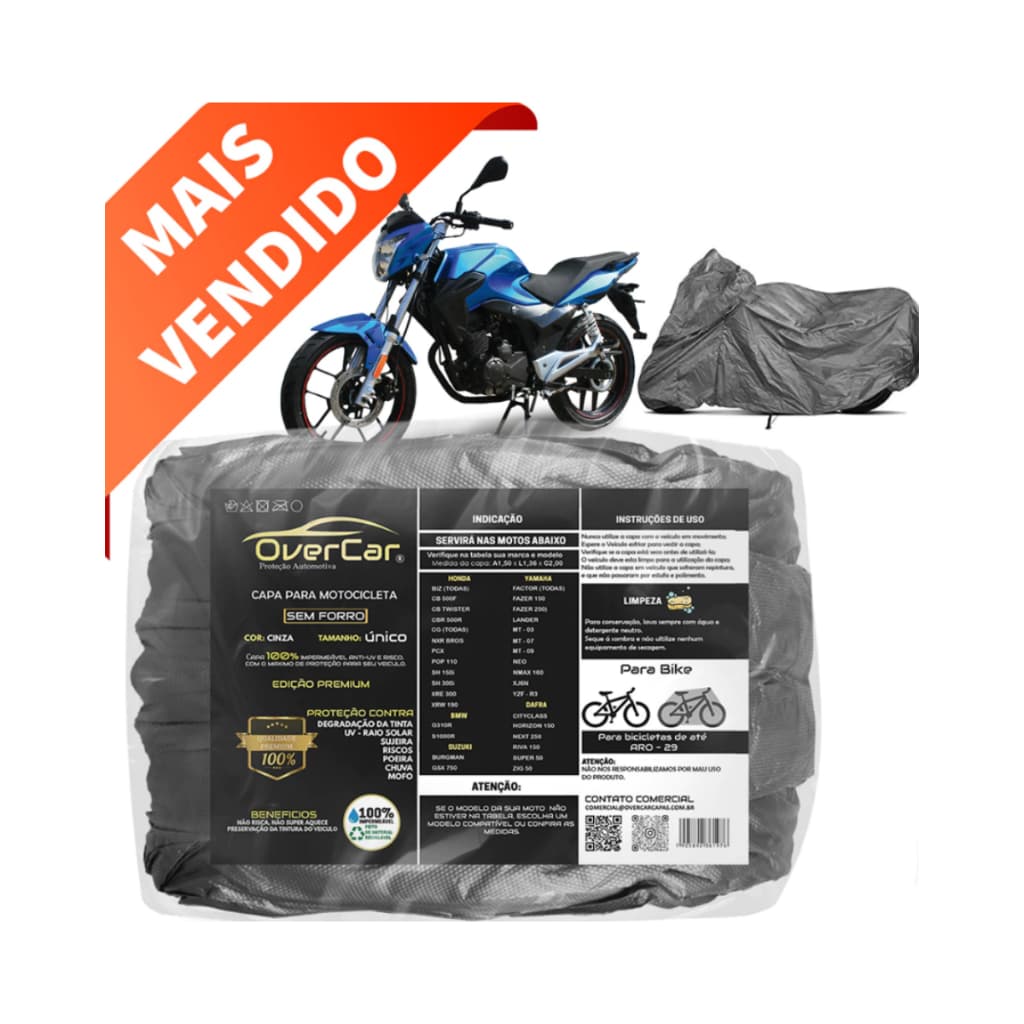 Capa para motocicleta Universal Overcar impermeável para cobrir moto não risca