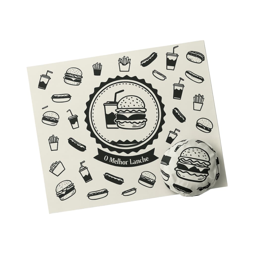 Papel Acoplado para Lanche com Película 40g – 100 Folhas | Ideal para Lanches e Delivery