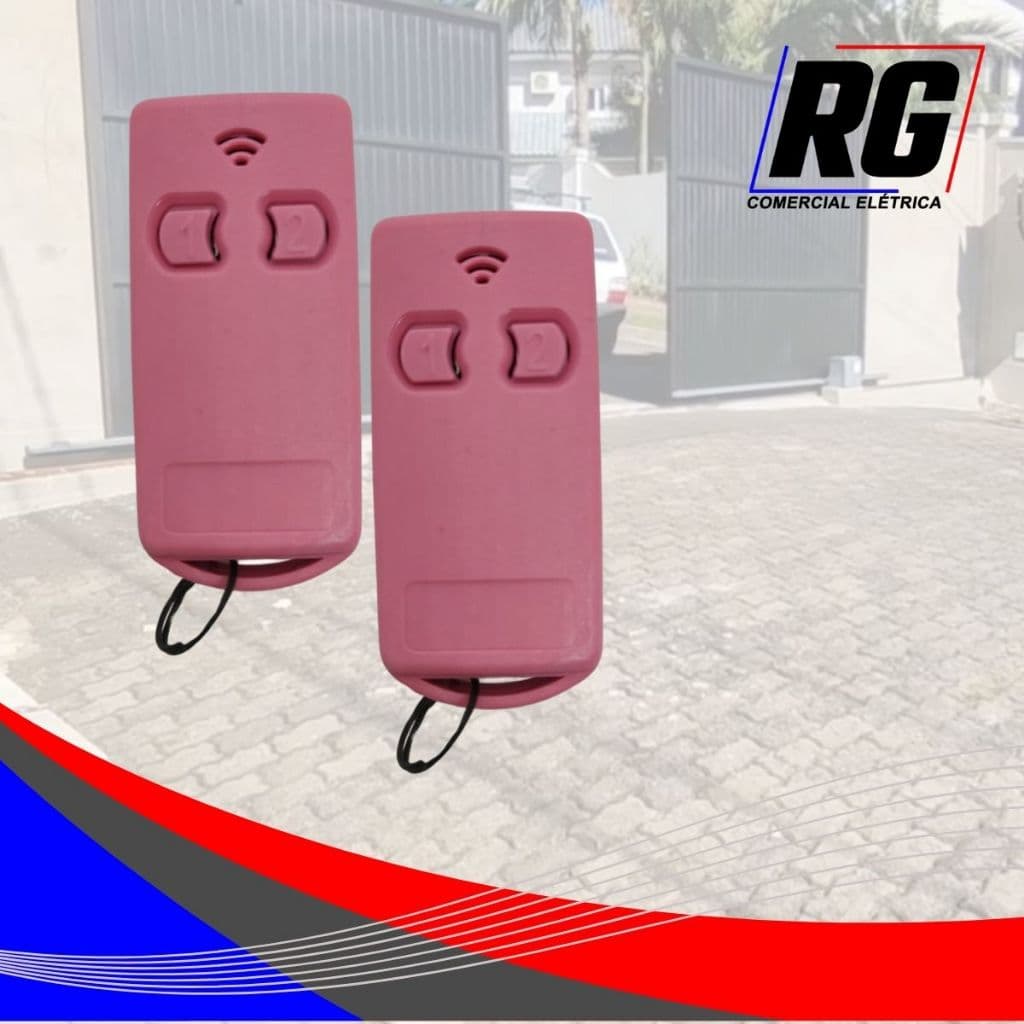 Kit 2 Controles Para Portão Eletrônico 299 Mhz Com Bateria - Rosa