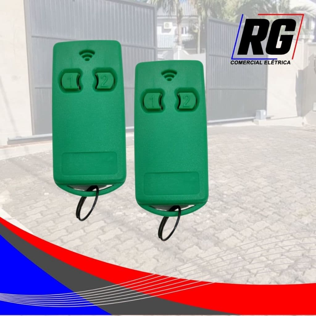 Kit 2 Controles Para Portão Eletrônico 299 Mhz Com Bateria - Verde