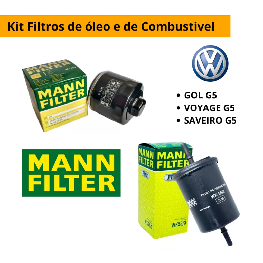 Kit Filtros de óleo / comb. Vw Gol Saveiro Voyage Polo 1.0 1.6 8v G5 G6 Kombi 1.4