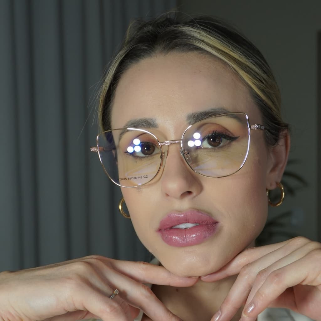 Oculos de armacao para grau feminino gatinho com HASTE BRILHO/GLITTER da moda 2025